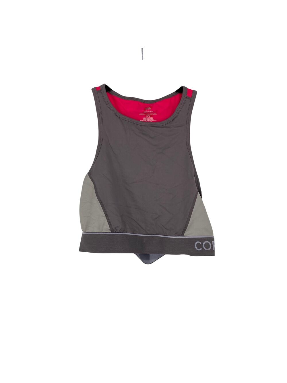 Cory Vines Sports Bra Womens Size Medium Racerback Gray Pink Unlined NEW